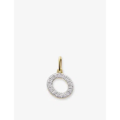 Monica Vinader Initial O 14ct Yellow-gold And 0.058ct-0.098ct Lab Grown Diamond Charm Pendant In Yellow Gold