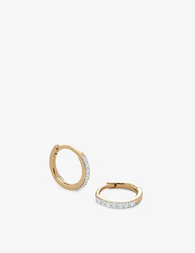 Monica Vinader Yellow Gold Pavé-set Small 14ct Yellow-gold And 0.0833ct Full-cut Diamond Huggie Earrings