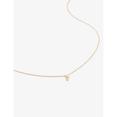 Monica Vinader Womens Yellow Gold Small Letter F 14ct Yellow-gold Pendant Necklace