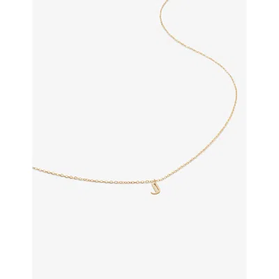 Monica Vinader Womens Yellow Gold Small Letter J 14ct Yellow-gold Pendant Necklace