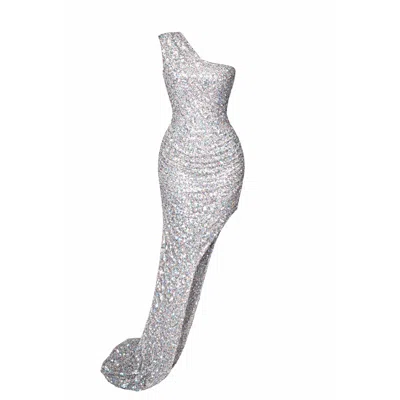 Monice London Women's Mimi One Shoulder Asymmetric Sequin Dress - Mermaid White