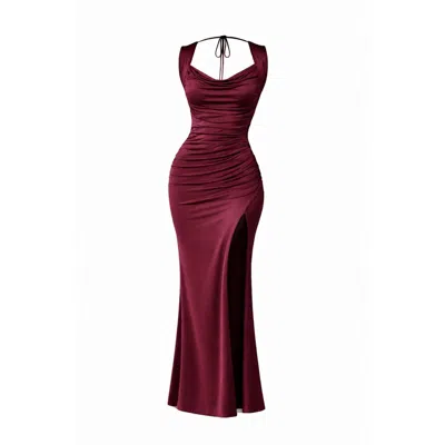 Monice London Women's Red / Purple Amari  Backless & Bra Friendly Maxi Dress - Burgundy In Red/purple