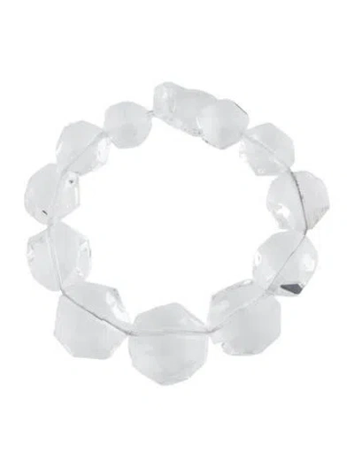 Pre-owned Monies Acrylic & Leather Collar Necklace, 20.75" In Transparent