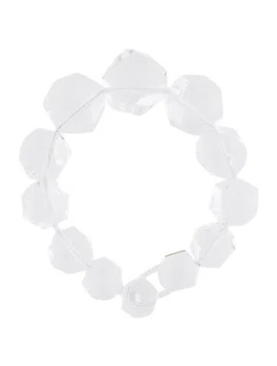 Pre-owned Monies Acrylic & Leather Collar Necklace, 21" In White