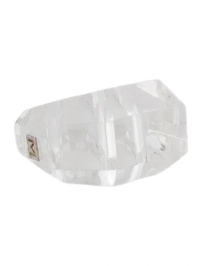 Pre-owned Monies Acrylic Clera Crystal Cocktail Ring In Transparent