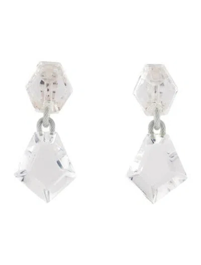 Pre-owned Monies Acrylic Clip-on Drop Earrings In Transparent