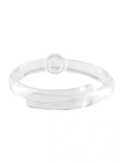 Pre-owned Monies Acrylic Spiral Statement Collar Necklace, 26.5" In Clear