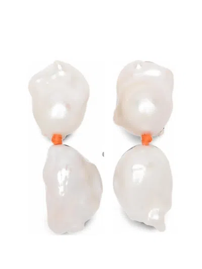 Monies Baroque Pearl-embellished Drop Earrings In Metallic