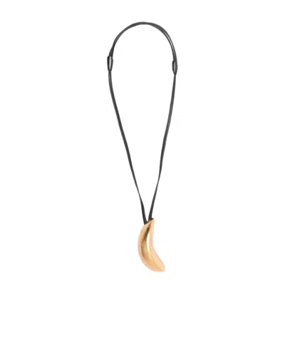 Monies Curved Pendant Necklace In White