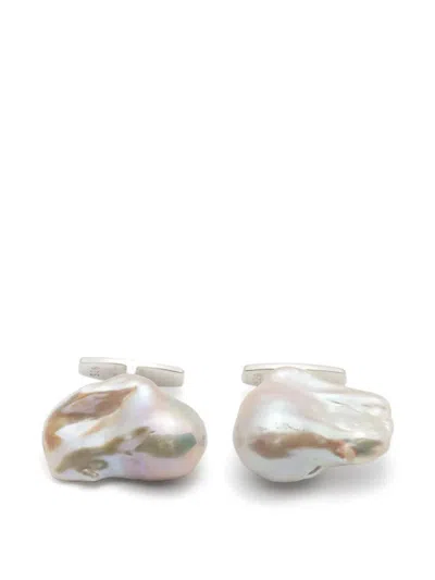 Monies M93 Baroque-pearl Cufflinks In Grey