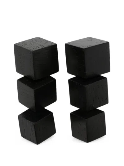 Monies Earrings Wood "ignis" In Black