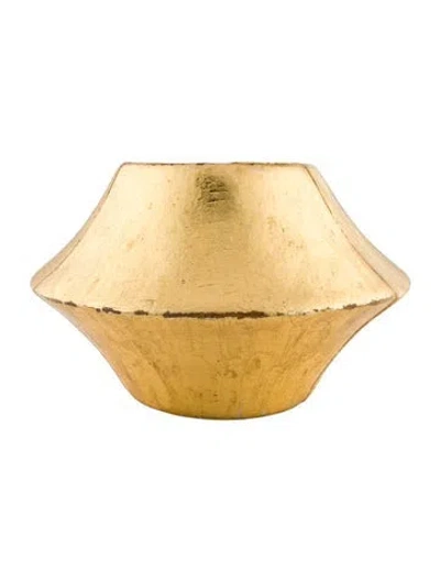 Pre-owned Monies Foil & Wood Stretch Bangle Bracelet, 12" In Gold