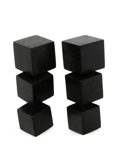Monies Geometric Wood Earrings In Black