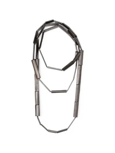 Monies Geometric-bead Necklace In Orange