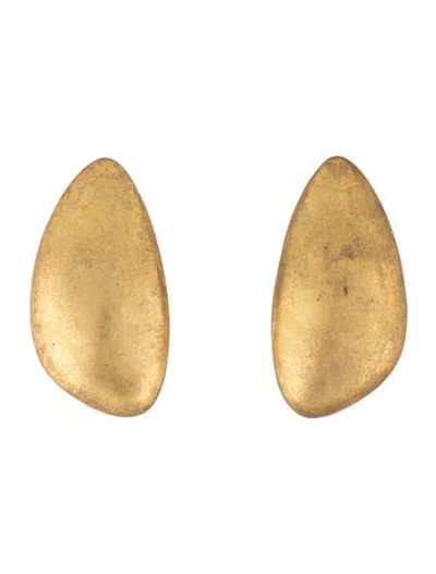 Pre-owned Monies Gold Foil Wood Drop Clip On Earrings In Multicolor