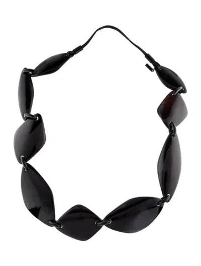 Pre-owned Monies Horn & Leather Necklace, 23.5" In Multi