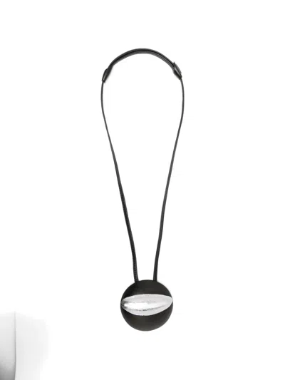 Monies Isola Circular-pendant Necklace In Black