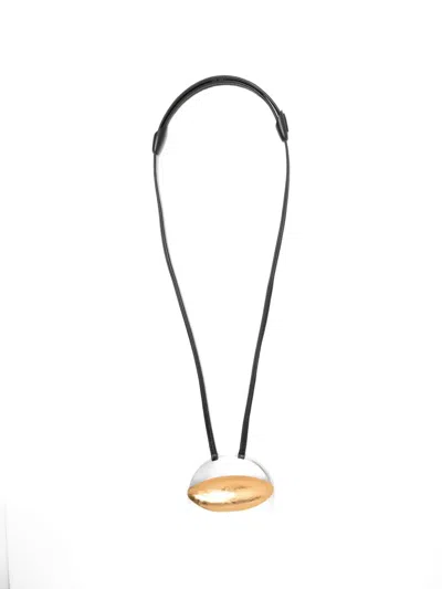 Monies Isola Foil-detail Disc Necklace In Black