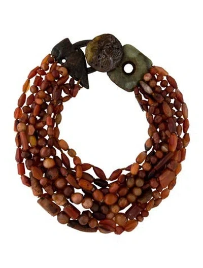 Pre-owned Monies Leather & Multi-stone Multi-strand Necklace, 20"