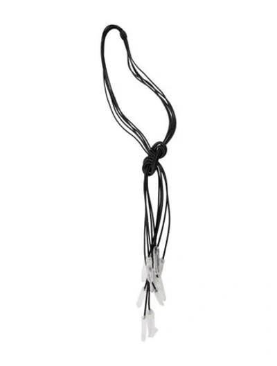 Pre-owned Monies Leather & Stone Lariat Necklace, 25.5" In Multi