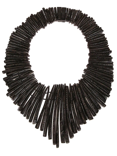 Monies Louise Horn Necklace In Brown