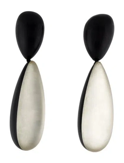 Pre-owned Monies Lucite & Wood Drop Clip On Earrings In Multi