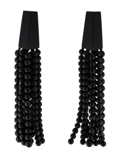 Pre-owned Monies Luna Acrylic Tassel Clip-on Drop Earrings In Black