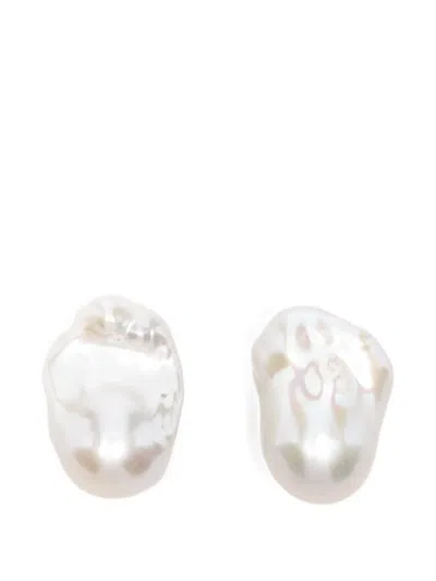 Monies Marée Geometric-design Earrings In White