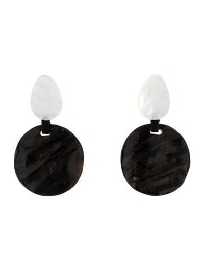 Pre-owned Monies Mother Of Pearl & Horn Drop Clip-on Earrings In Multi