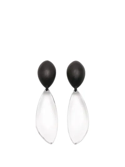 Monies Oval Earrings "yori" In Black