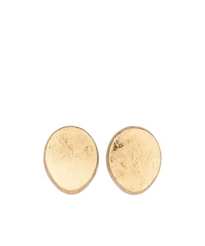 Monies Oval-shaped Wood Earrings In Gold