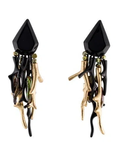 Pre-owned Monies Pearl & Resin Drop Earrings In Multi