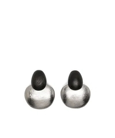 Monies Pebble-shape Wooden Earrings In Purple