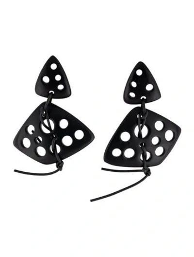 Pre-owned Monies Resin & Leather Clip On Drop Earrings In Multicolor