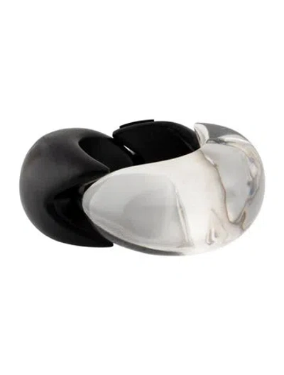 Pre-owned Monies Resin & Wood Stretch Bangle Bracelet, 7.5" In Brown/clear