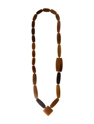 Pre-owned Monies Resin Bead Strand Necklace, 26.75" In Brown