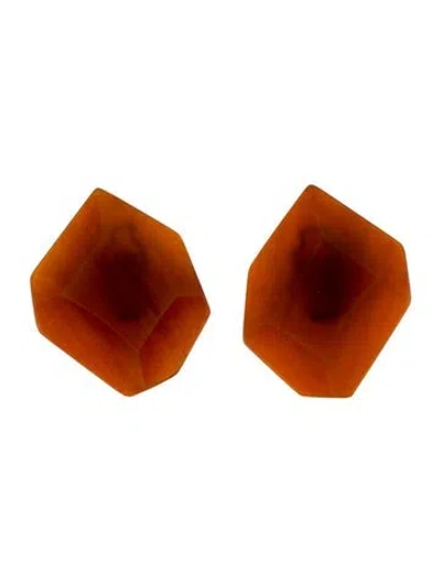 Pre-owned Monies Resin Clip On Earrings In Brown