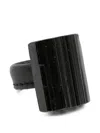 Monies Sculptural Leather-strap Ring In Black