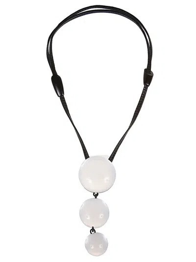 Monies Sylvan Leather Necklace With Pendant In Silver