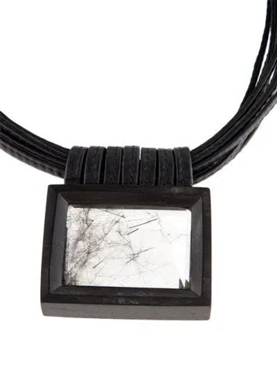 Pre-owned Monies Tourmalinated Quartz Multistrand Pendant Collar Necklace, 17.5"