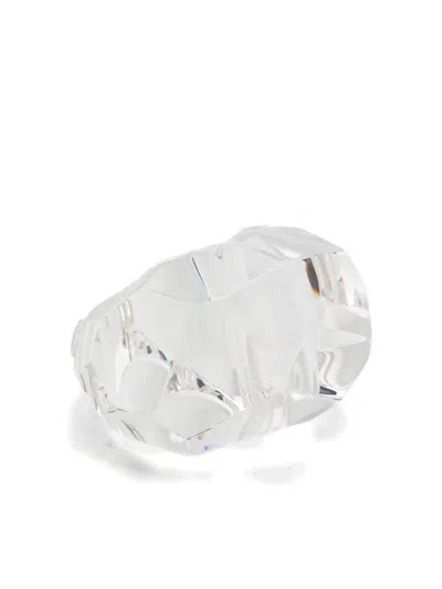 Monies Transparent Signet Ring In White