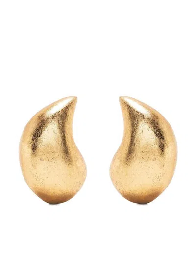 Monies Sculptural Metallic Wood Earrings In Gold