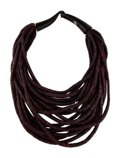 Pre-owned Monies Vintage Horn & Coconut Shell Multi-strand Necklace, 19"