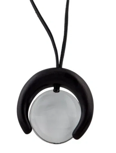 Pre-owned Monies Wood, Acrylic & Leather Necklace, 33", 33" In Black