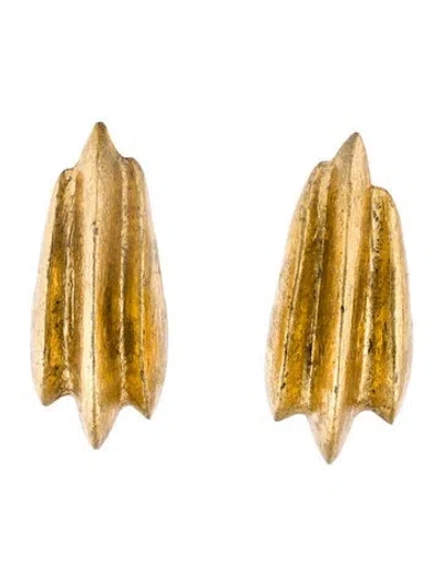 Pre-owned Monies Wood & Foil Clip On Earrings In Multi