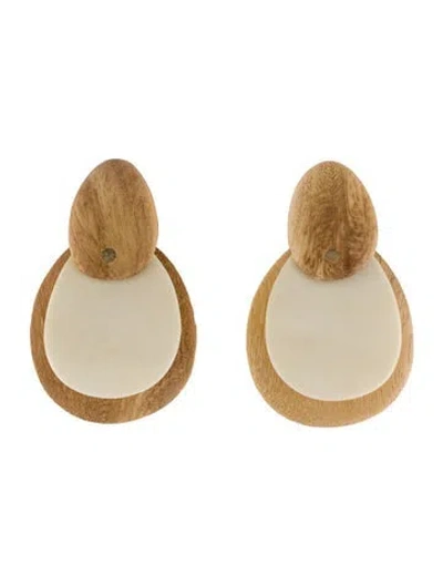 Pre-owned Monies Wood And Horn Drop Earrings In Multi