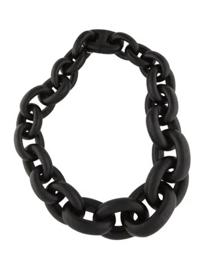 Pre-owned Monies Wood Delhi Collar Necklace, 25" In Black