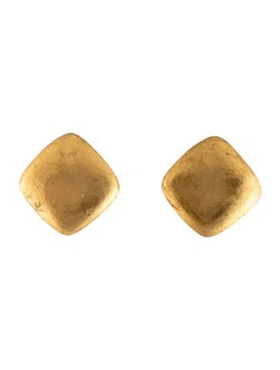 Pre-owned Monies Wood Gold Foiled Clip On Earrings