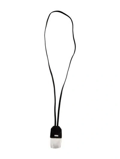Pre-owned Monies Wood, Leather & Acrylic Pendant Necklace, 42" In Black
