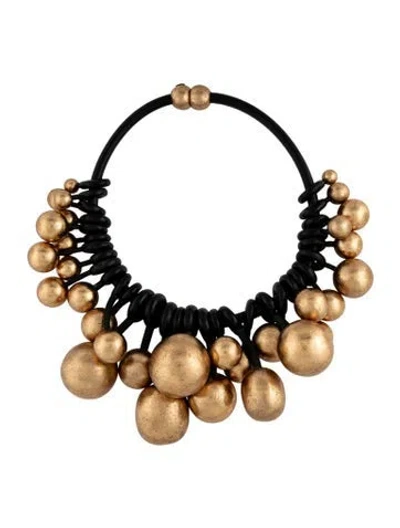 Pre-owned Monies Wood, Leather & Horn 'nexus' Collar Necklace, 17" In Multi